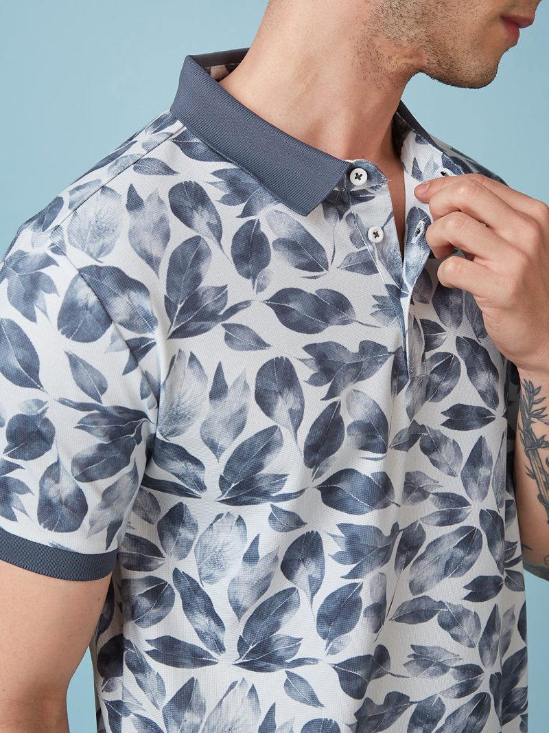 Status Quo Men'S Abstract Printed Polo Collar Short Sleeves Regular Fit Tshirt