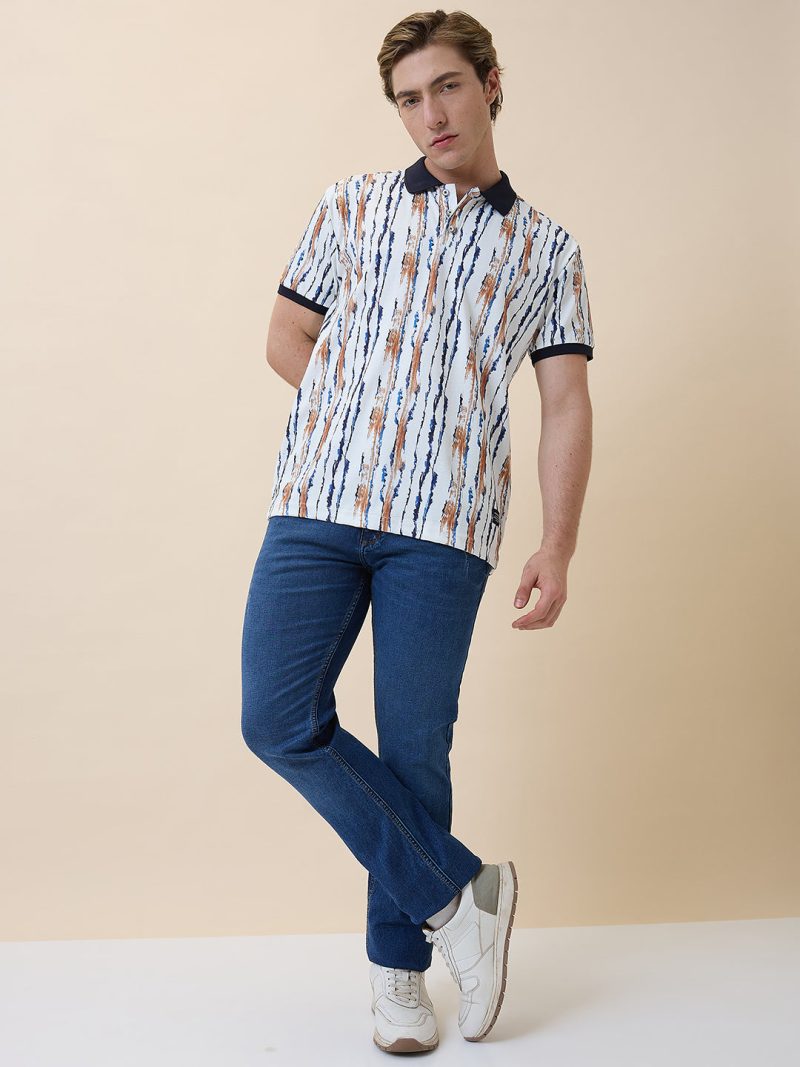 Status Quo Men'S Printed Polo Collar Half Sleeves Regular Fit Tshirt