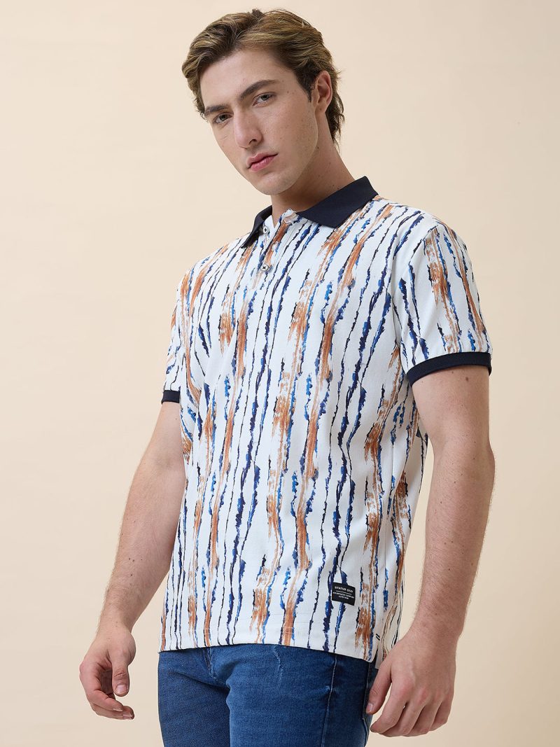 Status Quo Men'S Printed Polo Collar Half Sleeves Regular Fit Tshirt