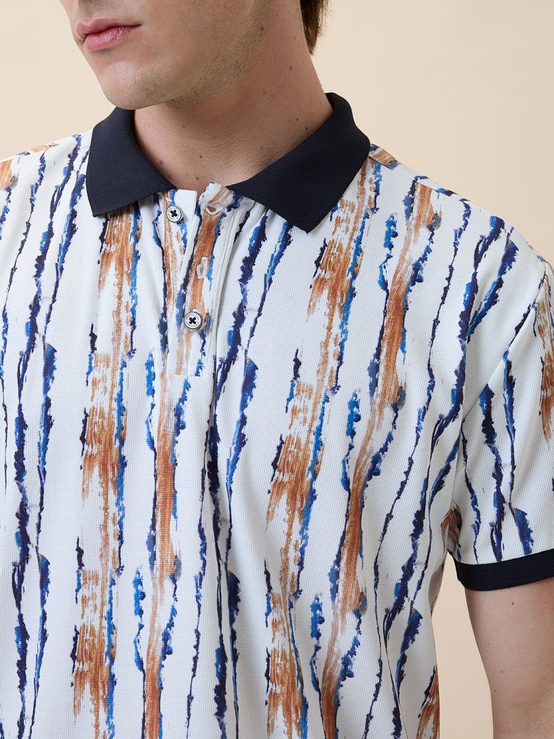 Status Quo Men'S Printed Polo Collar Half Sleeves Regular Fit Tshirt