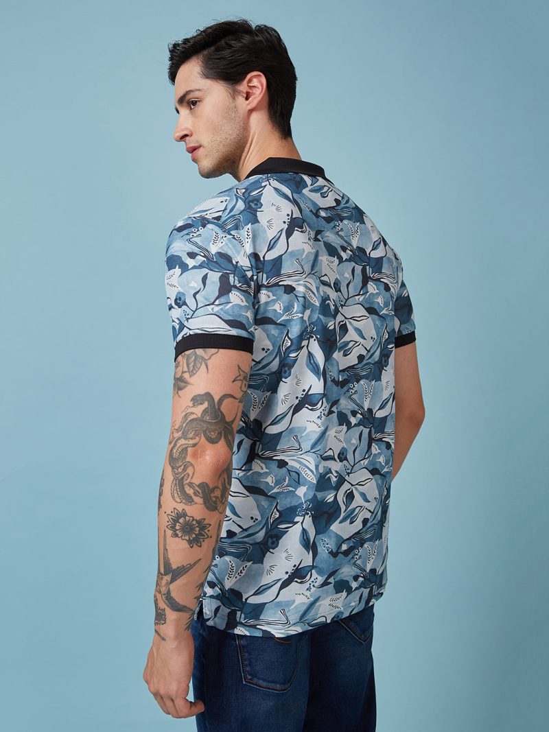 Status Quo Men'S Abstract Printed Polo Collar Short Sleeves Regular Fit Tshirt