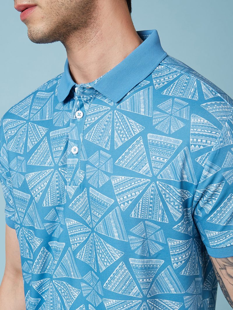 Status Quo Men'S Abstract Printed Polo Collar Short Sleeves Regular Fit Tshirt