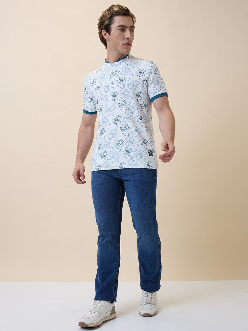 Status Quo Men'S Printed Henley Neck Half Sleeves Regular Fit Tshirt