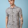 Status Quo Men'S Floral Printed Polo Collar Short Sleeves Regular Fit Tshirt