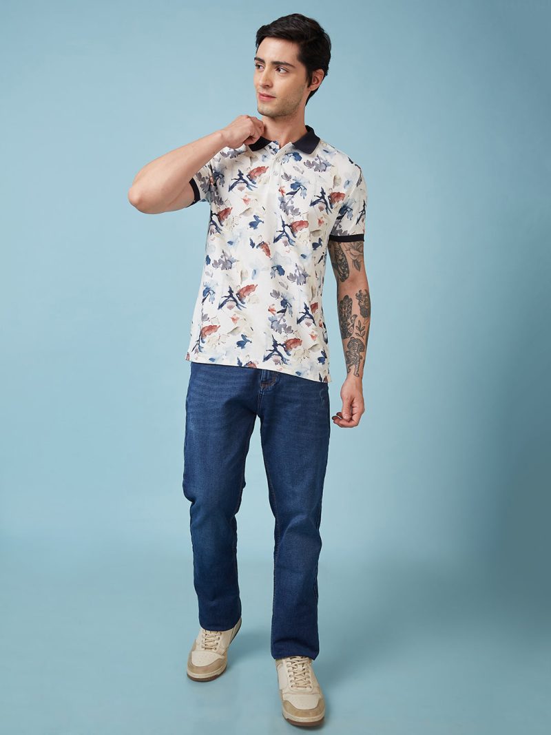 Status Quo Men'S Graphic Printed Polo Collar Short Sleeves Regular Fit Tshirt
