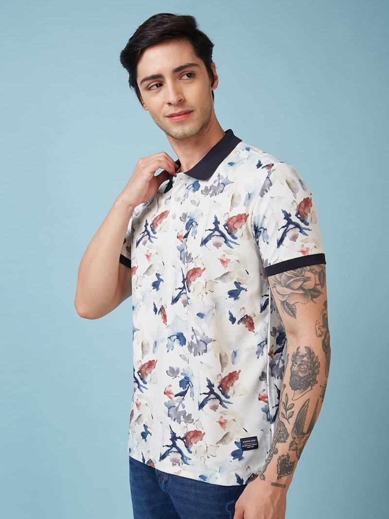 Status Quo Men'S Graphic Printed Polo Collar Short Sleeves Regular Fit Tshirt