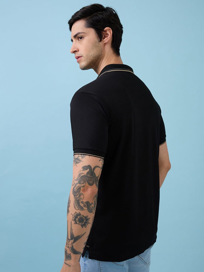 Status Quo Men'S All-Over Solid Polo Collar Half Sleeves Regular Fit Tshirt