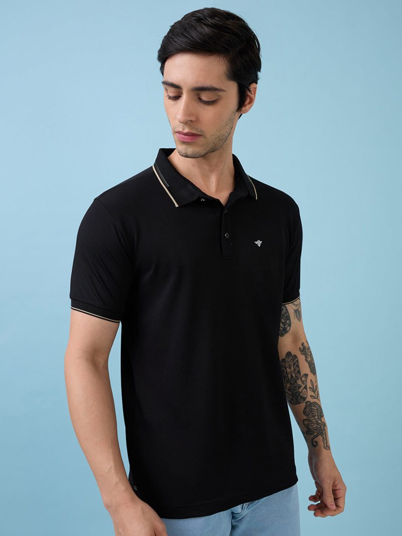 Status Quo Men'S All-Over Solid Polo Collar Half Sleeves Regular Fit Tshirt