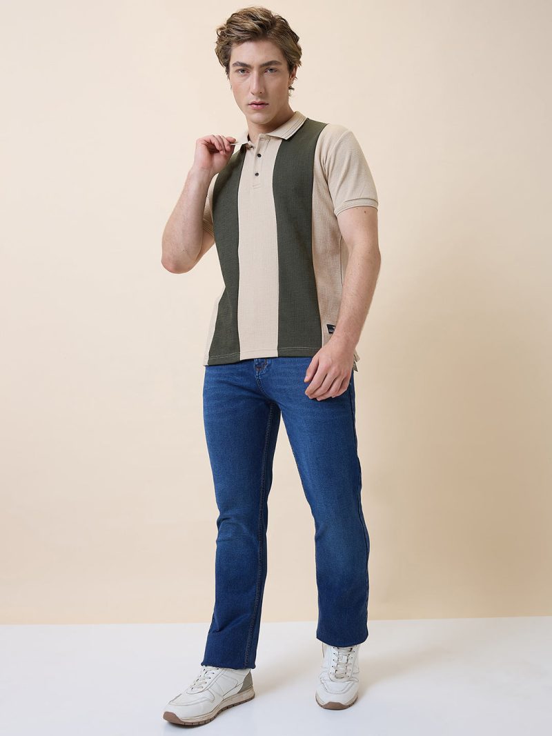 Status Quo Men'S Self Design Polo Collar Half Sleeves Regular Fit Tshirt