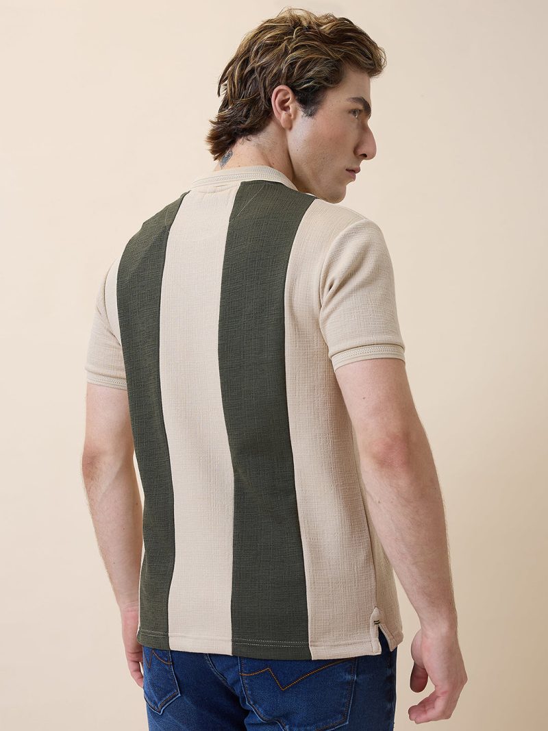 Status Quo Men'S Self Design Polo Collar Half Sleeves Regular Fit Tshirt