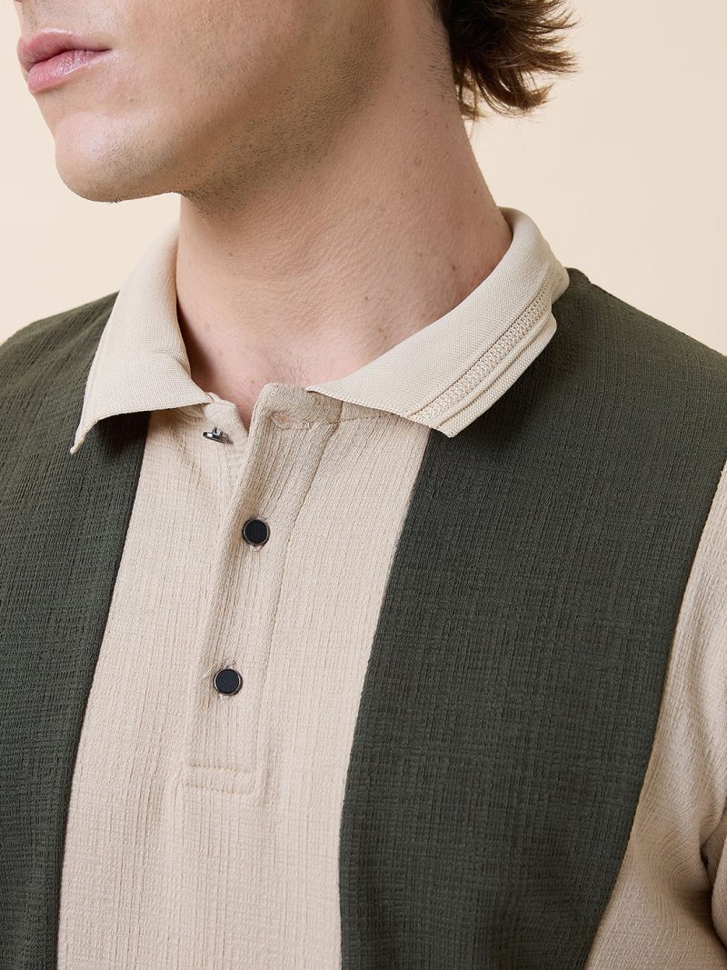 Status Quo Men'S Self Design Polo Collar Half Sleeves Regular Fit Tshirt