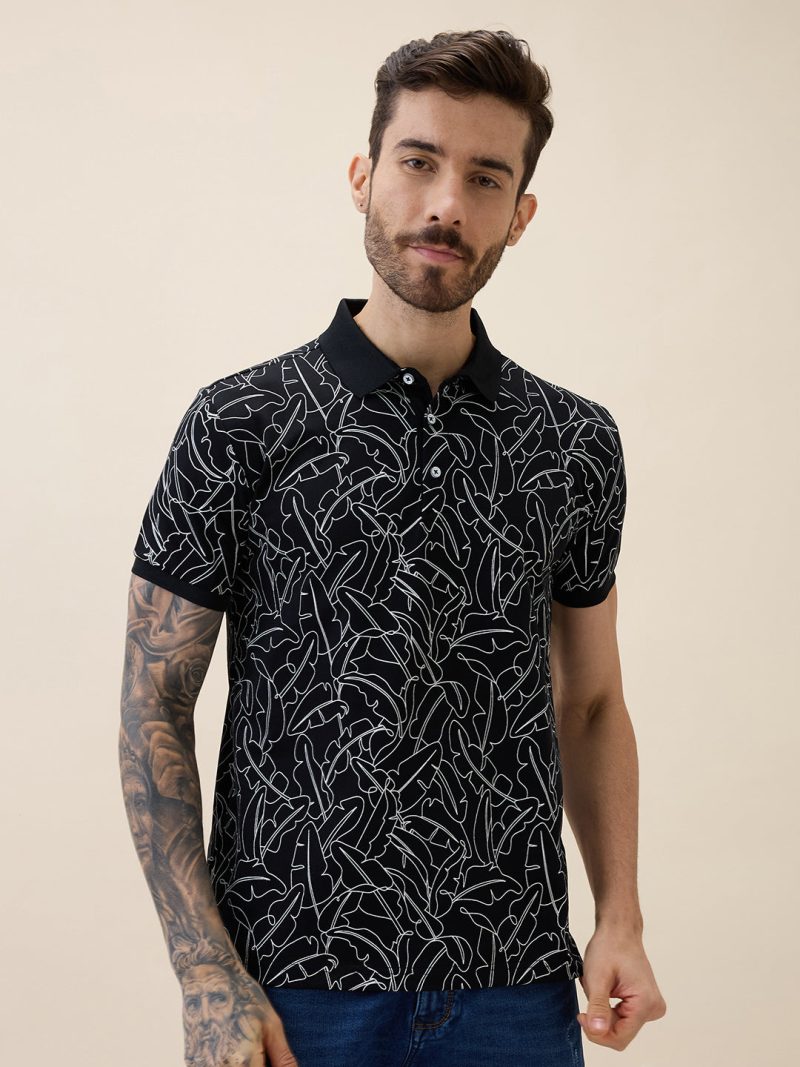 Status Quo Status Quo Men'S Printed Polo Collar Half Sleeves Regular Fit Tshirt