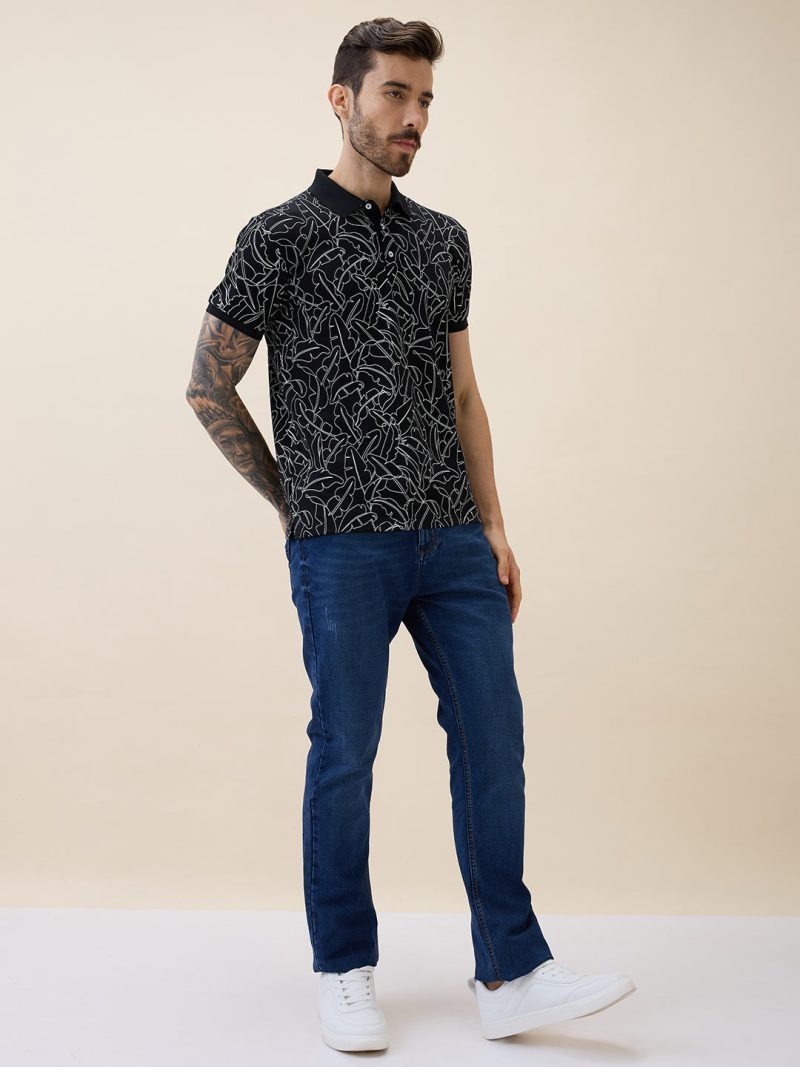 Status Quo Status Quo Men'S Printed Polo Collar Half Sleeves Regular Fit Tshirt