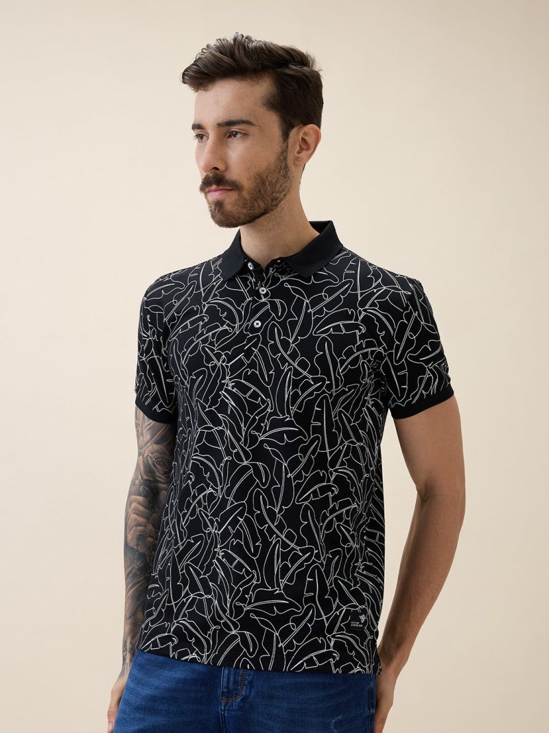 Status Quo Status Quo Men'S Printed Polo Collar Half Sleeves Regular Fit Tshirt