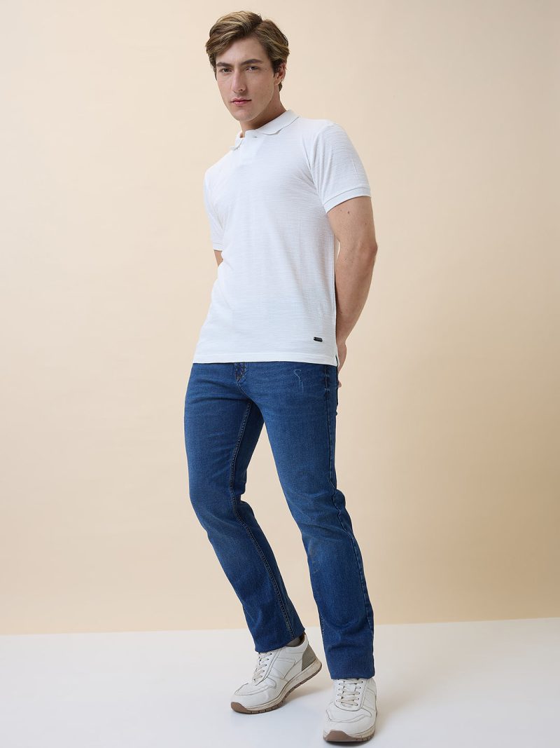 Status Quo Men'S Striped Polo Collar Half Sleeves Regular Fit Tshirt