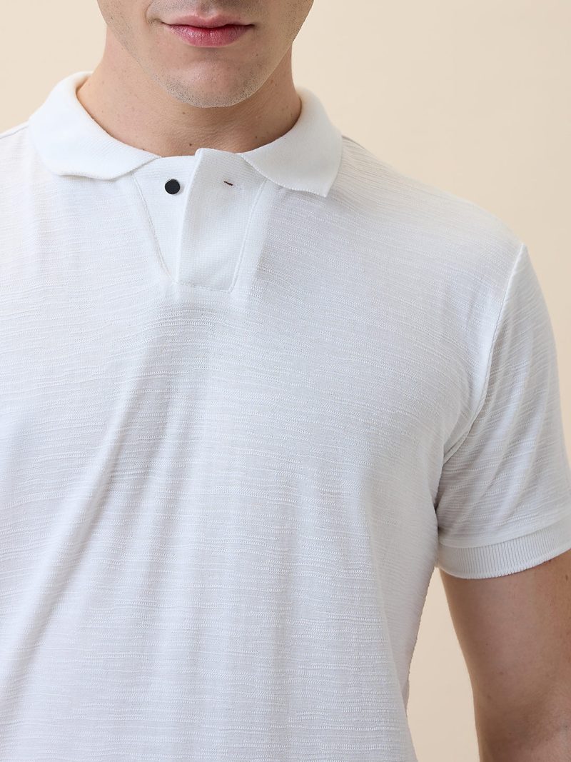 Status Quo Men'S Striped Polo Collar Half Sleeves Regular Fit Tshirt