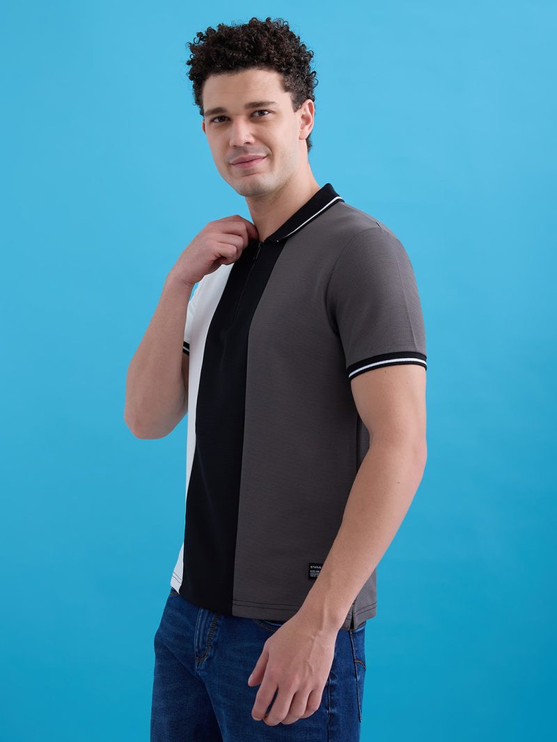 Status Quo Status Quo Men'S Cut & Sew Polo Collar Half Sleeves Regular Fit T-Shirt