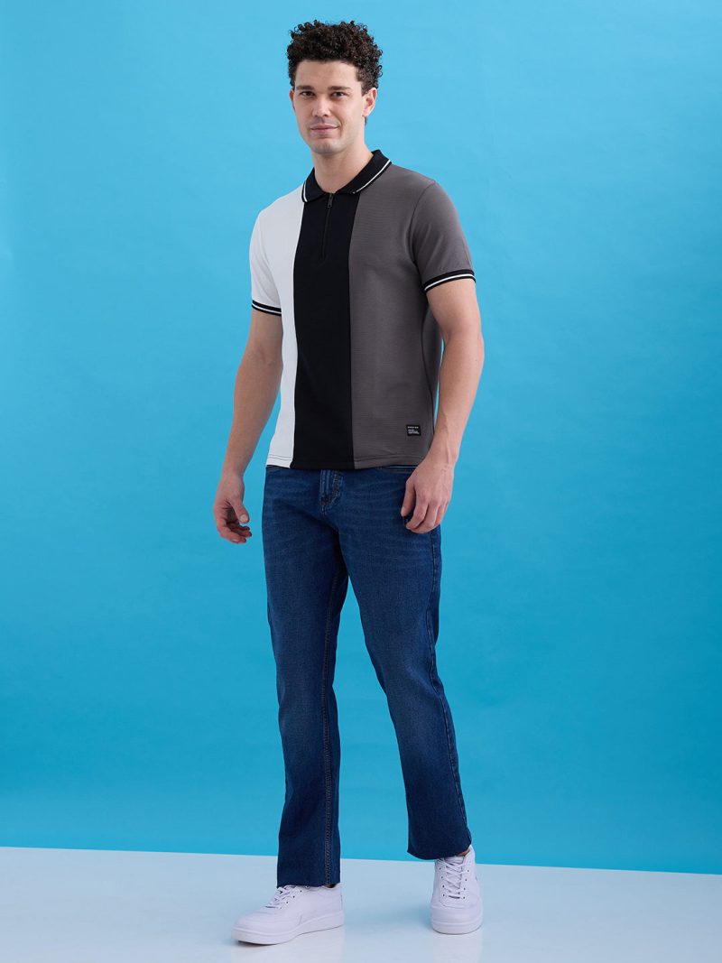 Status Quo Status Quo Men'S Cut & Sew Polo Collar Half Sleeves Regular Fit T-Shirt