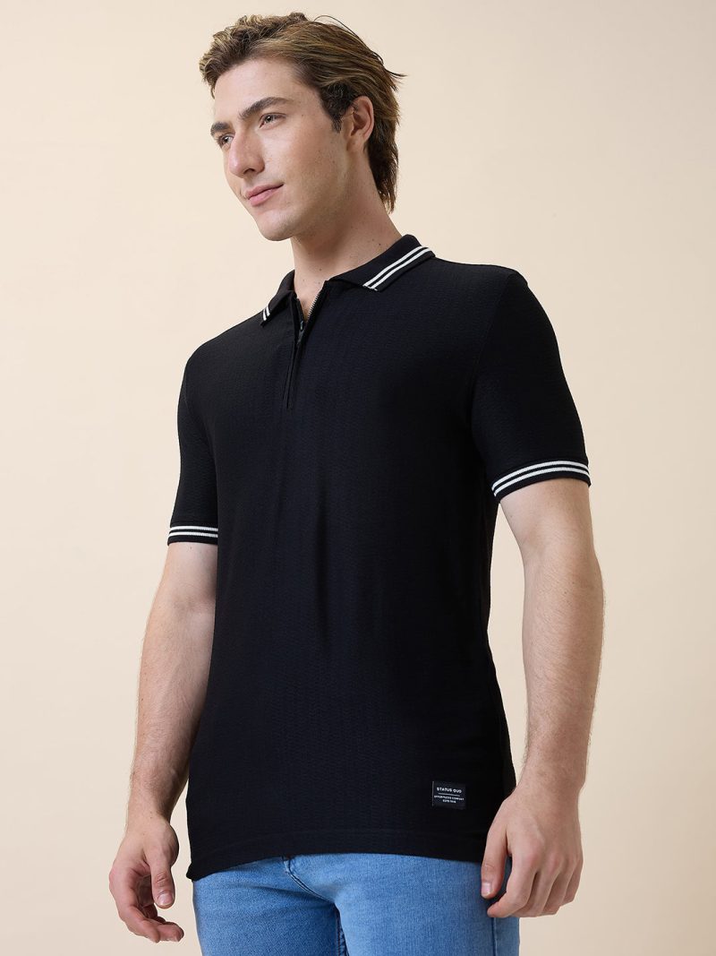 Status Quo Men'S Solid Polo Collar Half Sleeves Regular Fit Tshirt