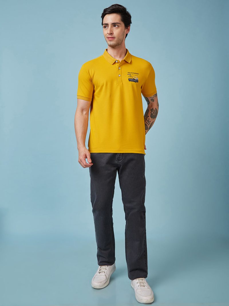Status Quo Men'S Graphic Printed Polo Collar Short Sleeves Regular Fit Tshirt