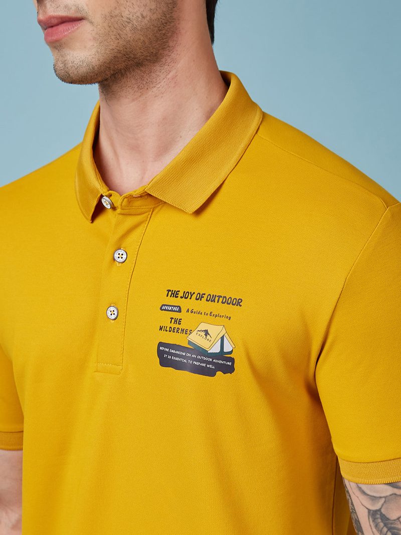Status Quo Men'S Graphic Printed Polo Collar Short Sleeves Regular Fit Tshirt