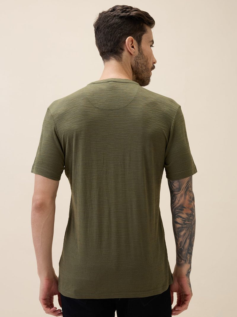 Status Quo Men'S Solid Henley Neck Half Sleeves Regular Fit Tshirt