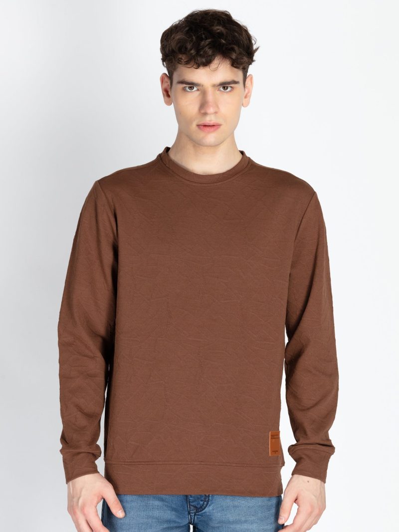 Mens Solid Round Neck Lightweight Sweatshirt