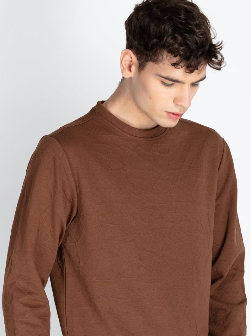 Mens Solid Round Neck Lightweight Sweatshirt