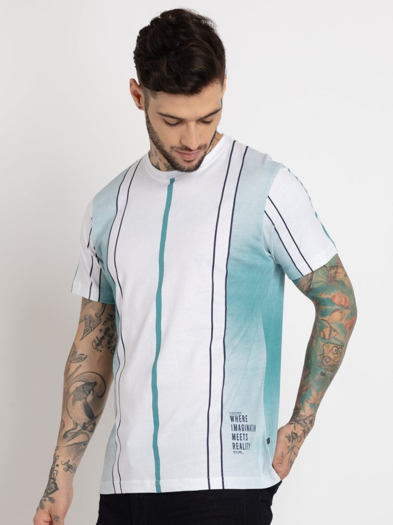 Status Quo Mens Striped Round Neck Tshirt