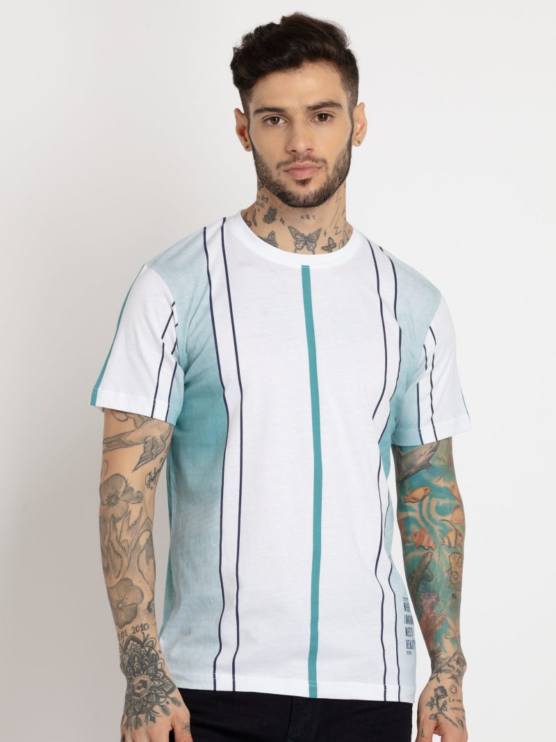 Status Quo Mens Striped Round Neck Tshirt