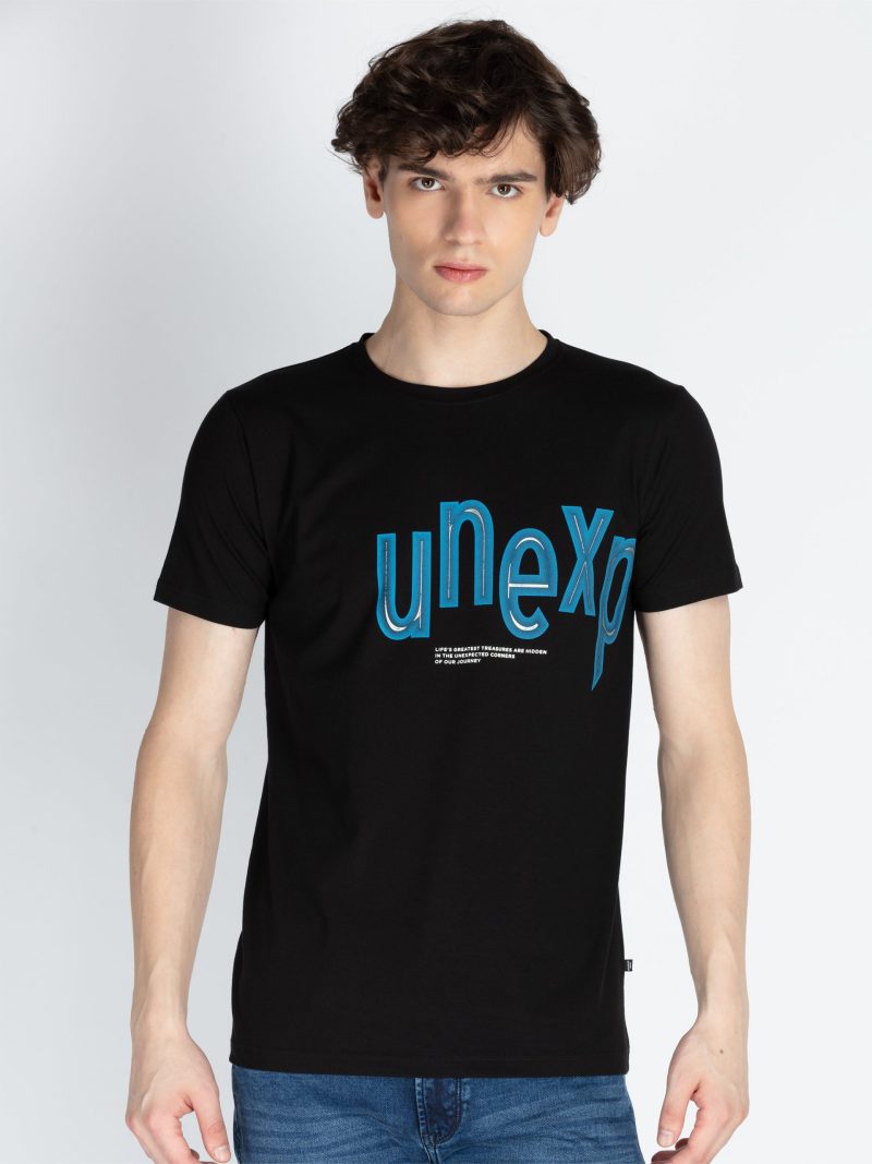 Mens Front Printed Round Neck T-Shirt