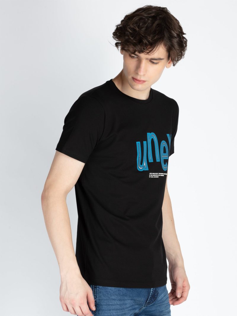 Mens Front Printed Round Neck T-Shirt