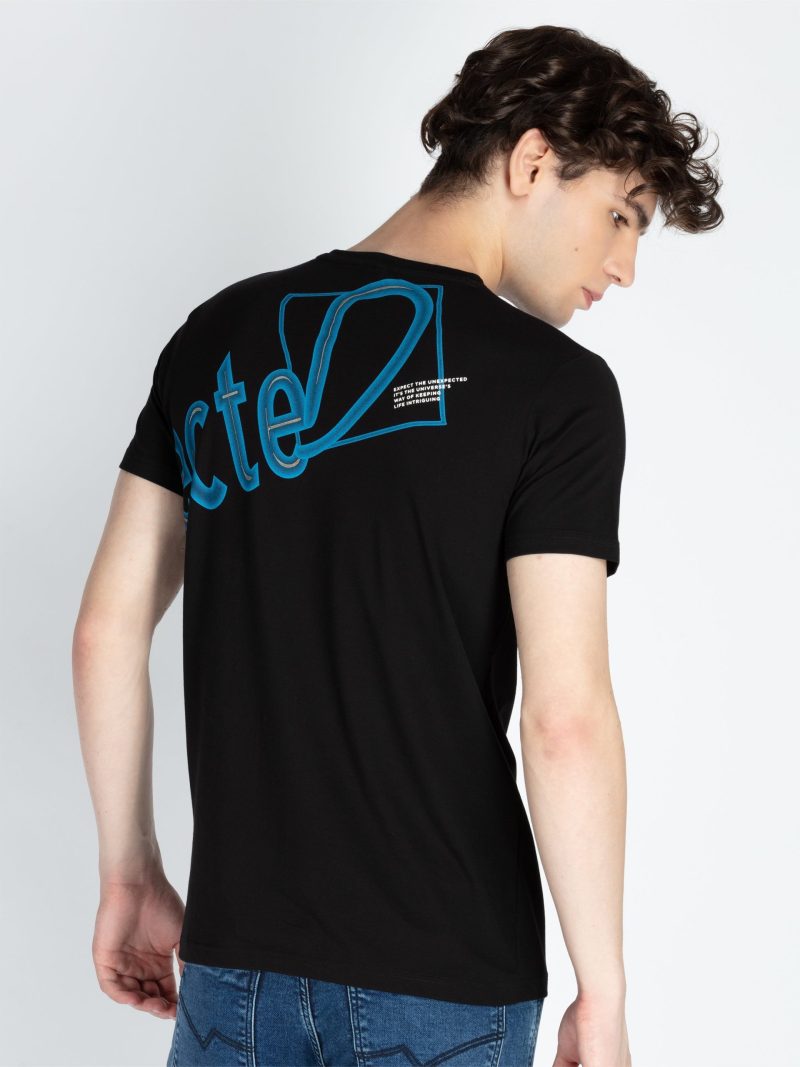 Mens Front Printed Round Neck T-Shirt