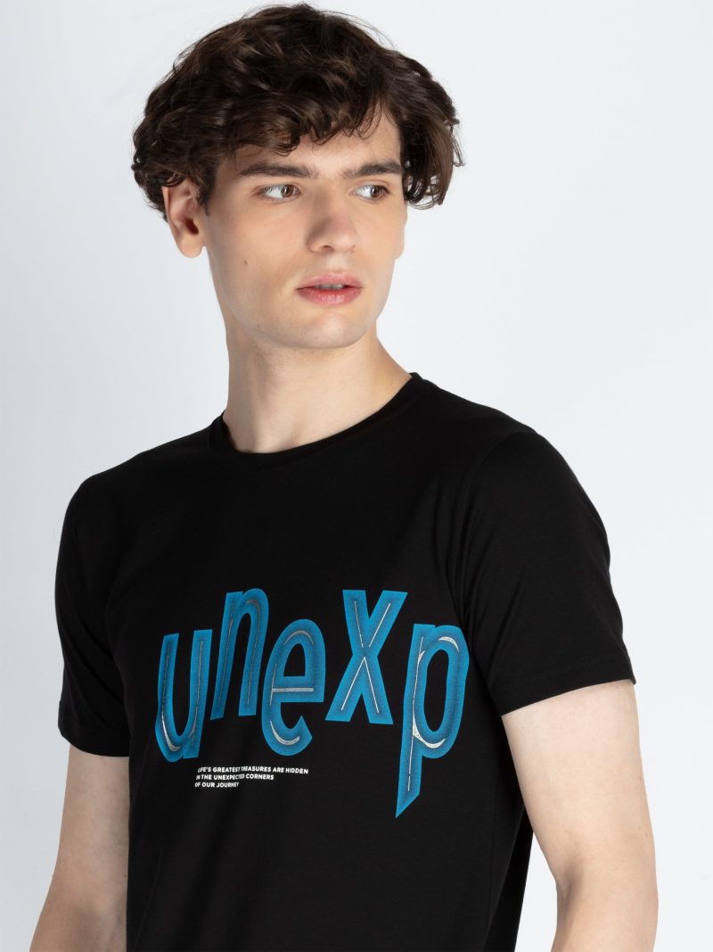 Mens Front Printed Round Neck T-Shirt