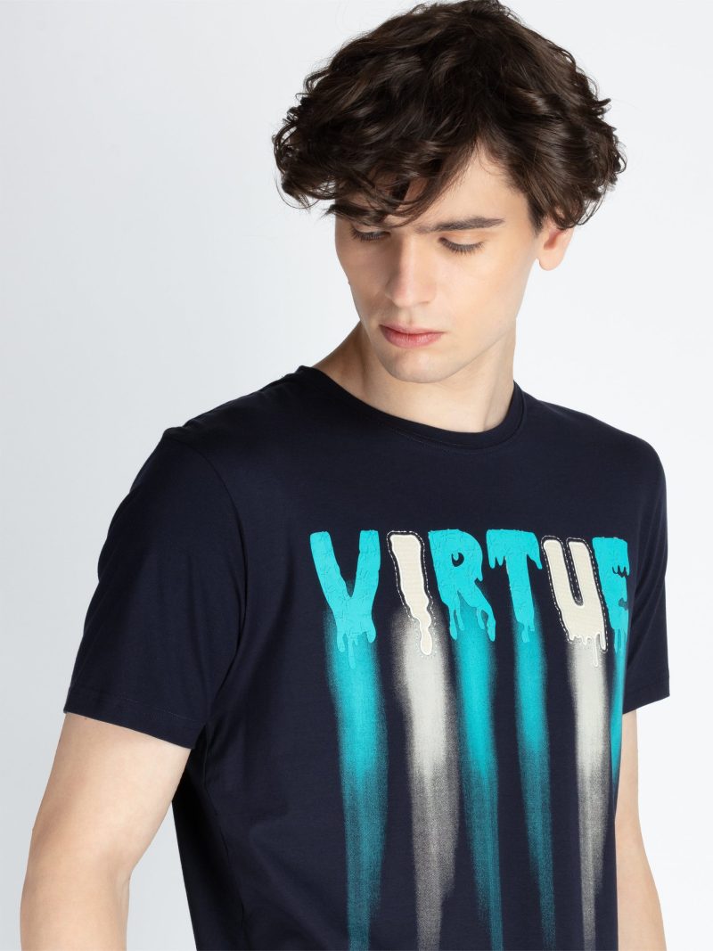 Mens Front Printed Round Neck T-Shirt