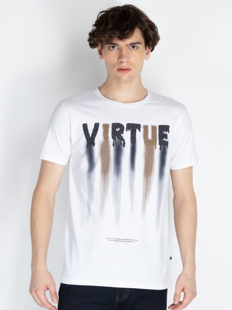 Mens Front Printed Round Neck T-Shirt
