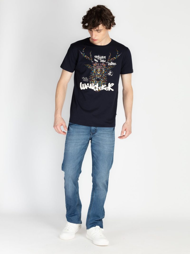 Mens Front Printed Round Neck T-Shirt