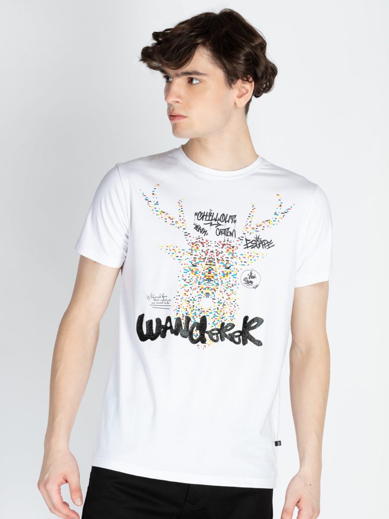 Mens Front Printed Round Neck T-Shirt