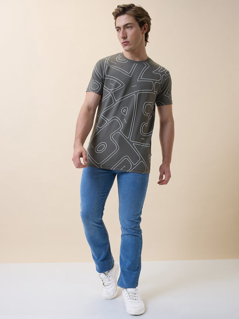 Status Quo Men'S Printed Round Neck Half Sleeves Regular Fit T-Shirt