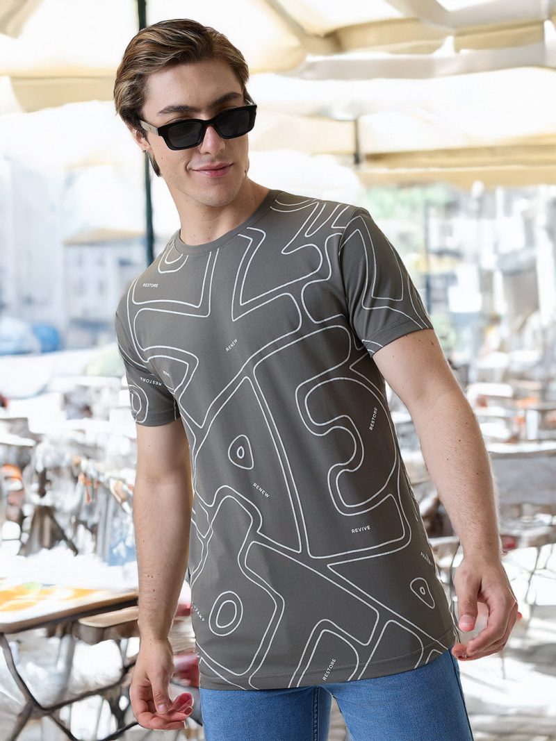 Status Quo Men'S Printed Round Neck Half Sleeves Regular Fit T-Shirt