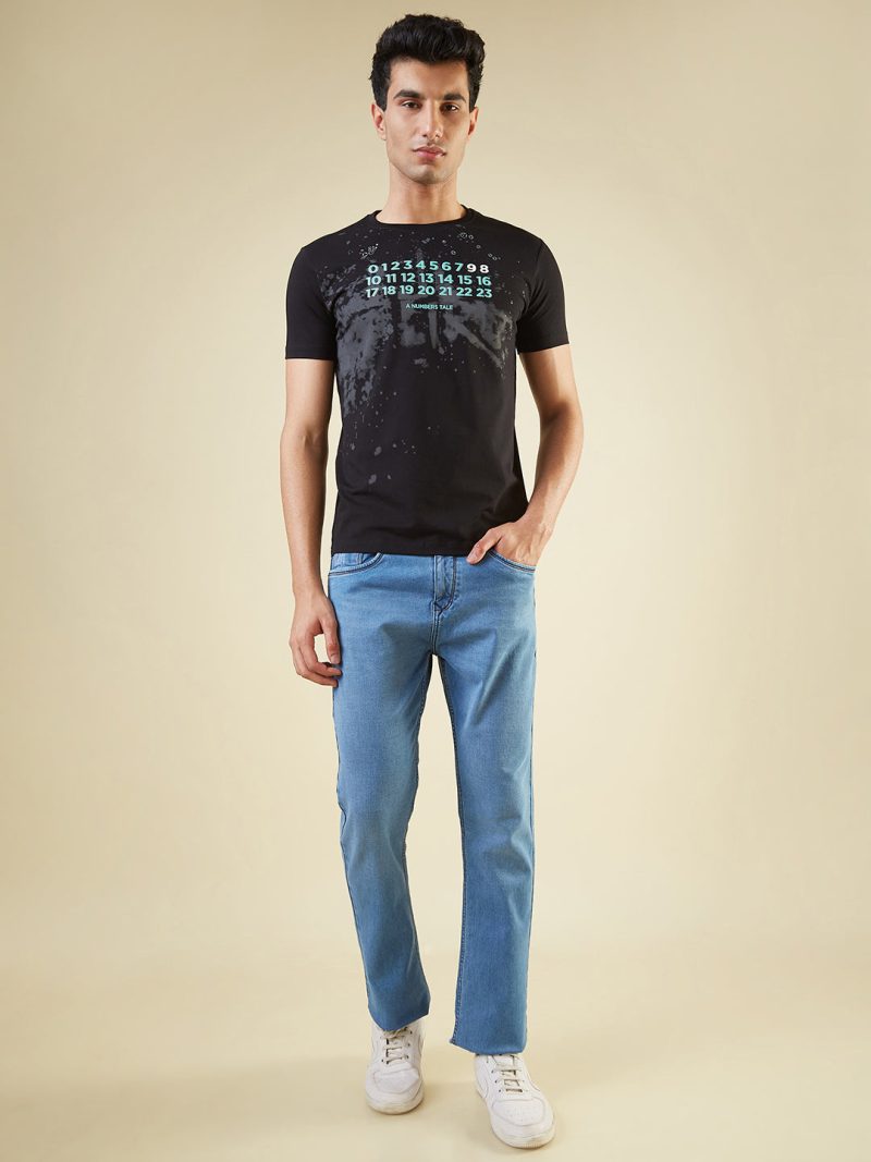 Status Quo Men'S Chest Typography Printed Round Neck Half Sleeves Regular Fit Tshirt