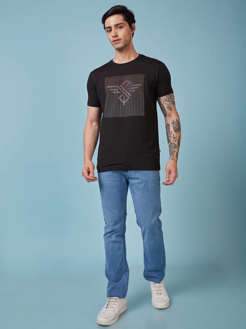 Status Quo Men'S Typography Printed Round Neck Short Sleeves Regular Fit Tshirt