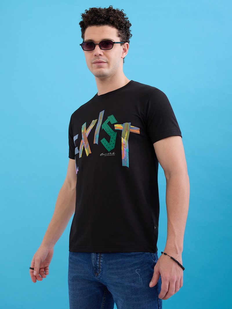Status Quo Men'S Printed Round Neck Half Sleeves Regular Fit Tshirt
