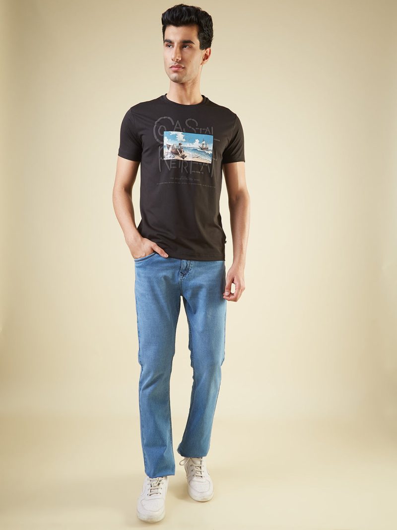 Status Quo Men'S Chest Graphic Printed Round Neck Half Sleeves Regular Fit Tshirt