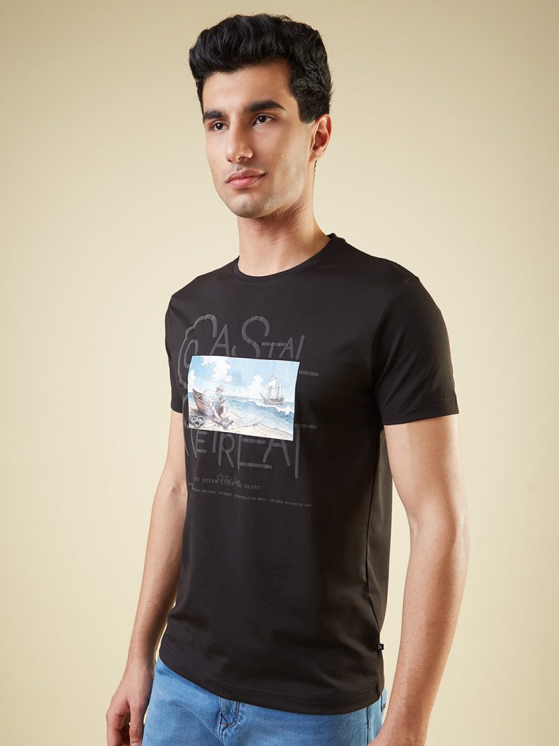 Status Quo Men'S Chest Graphic Printed Round Neck Half Sleeves Regular Fit Tshirt