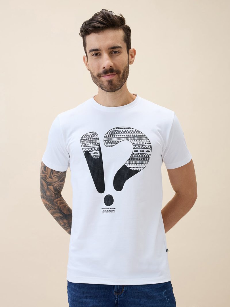 Status Quo Men'S Printed Round Neck Half Sleeves Regular Fit Tshirt