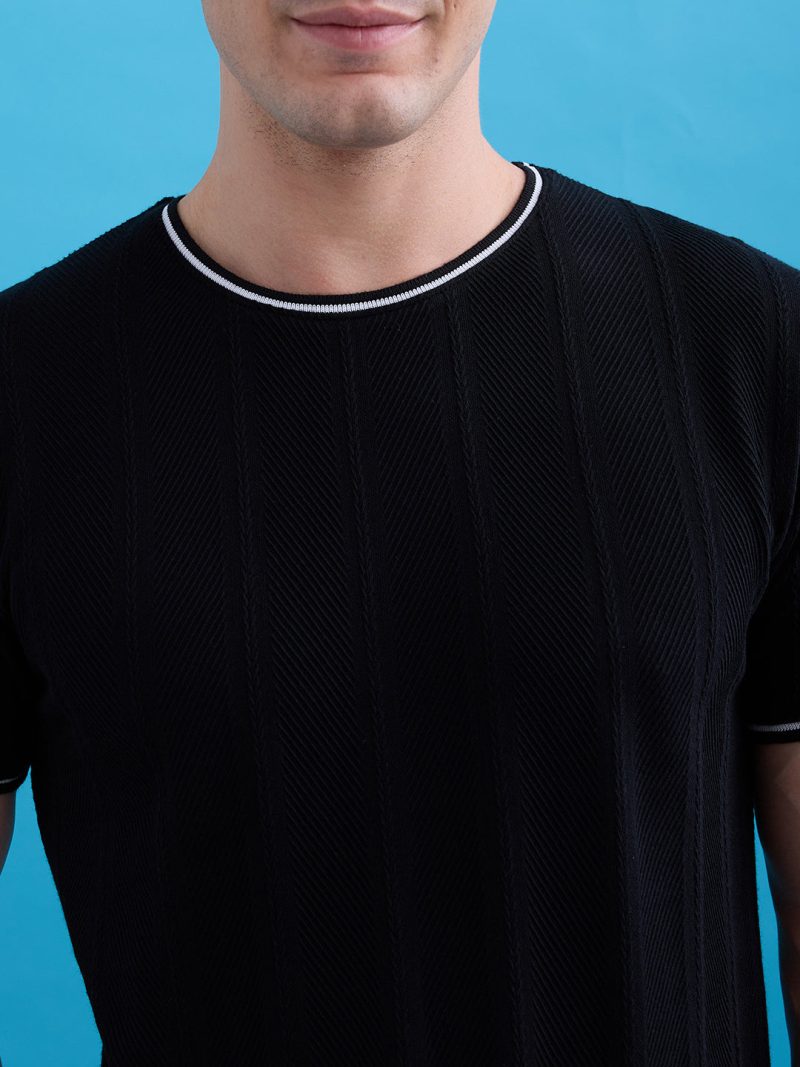 Status Quo Men'S Solid Round Neck Half Sleeves Regular Fit Tshirt