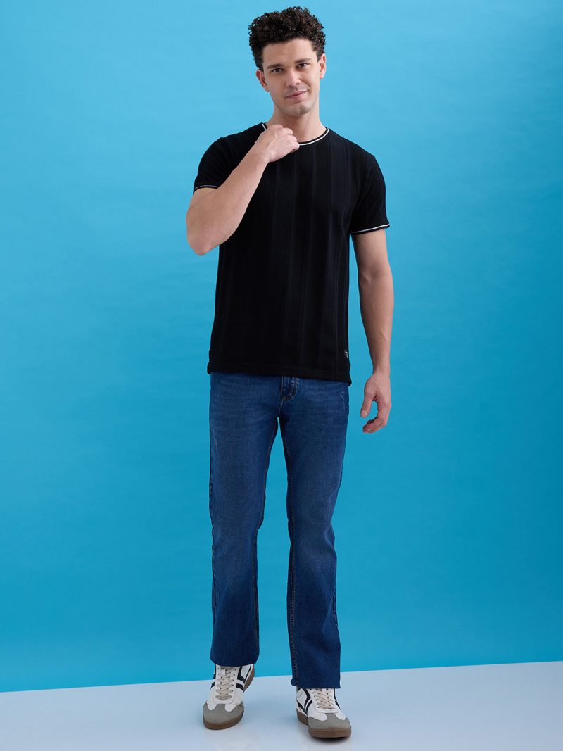 Status Quo Men'S Solid Round Neck Half Sleeves Regular Fit Tshirt
