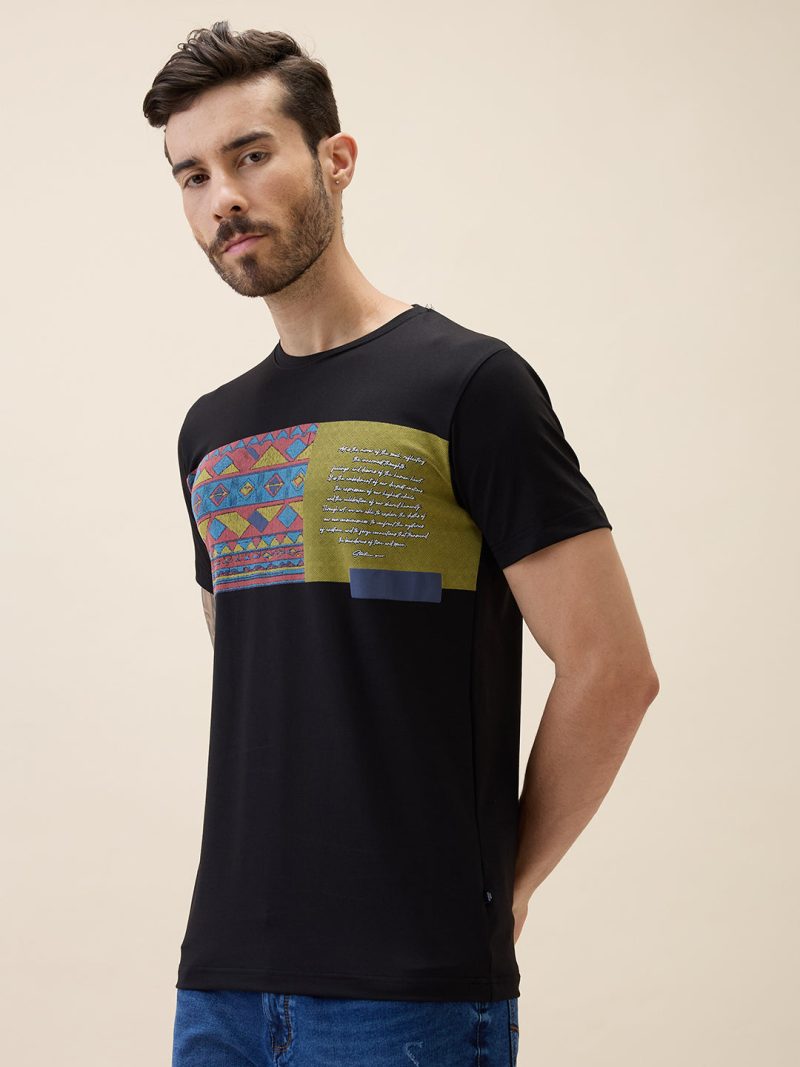 Men'S Printed Round Neck Half Sleeves Regular Fit Tshirt