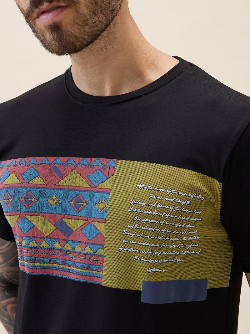 Men'S Printed Round Neck Half Sleeves Regular Fit Tshirt